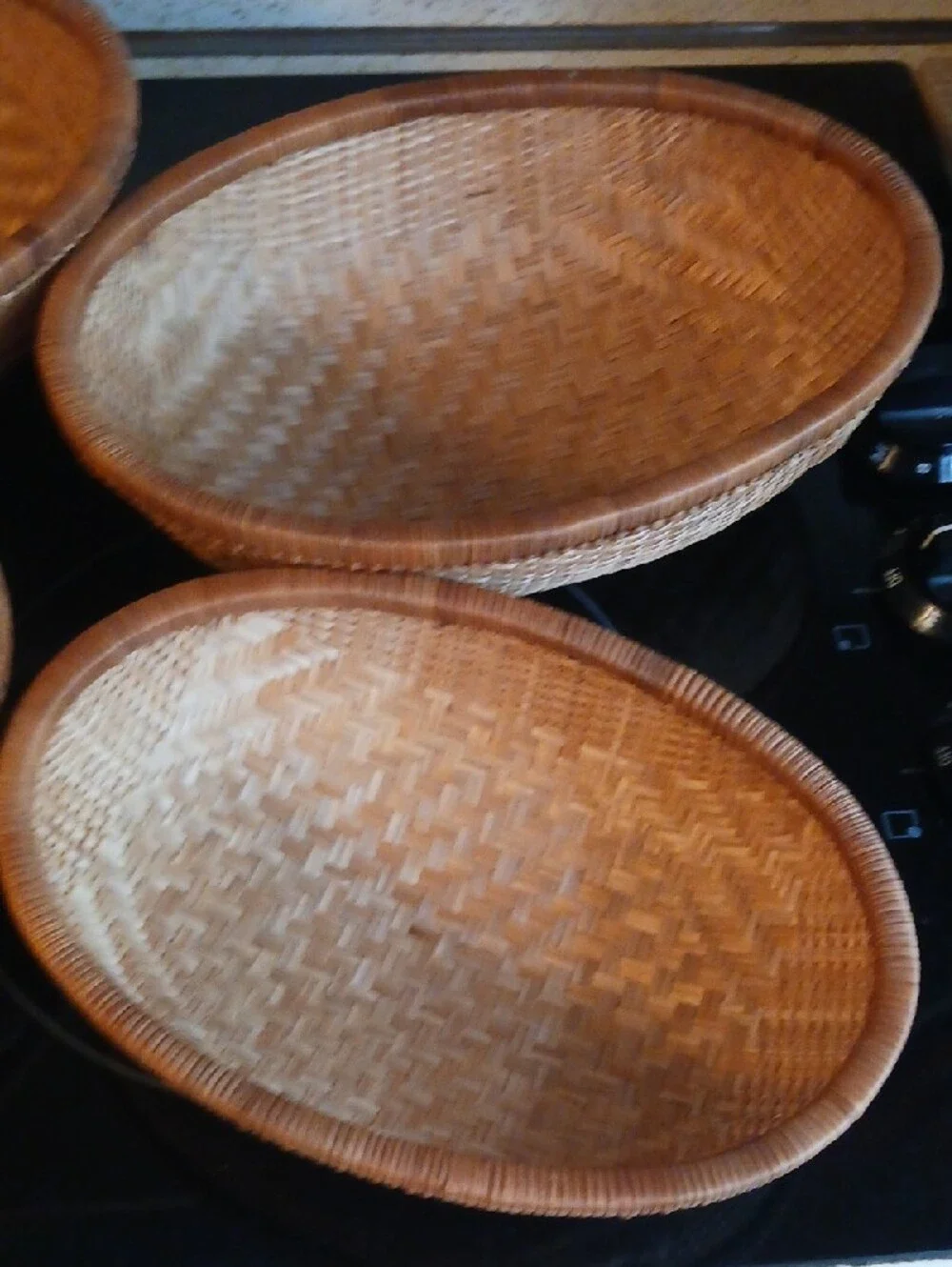 Gorgeous! Woven Rattan Serving Basket -Set Of 4 Natural Brown 🌾🪹